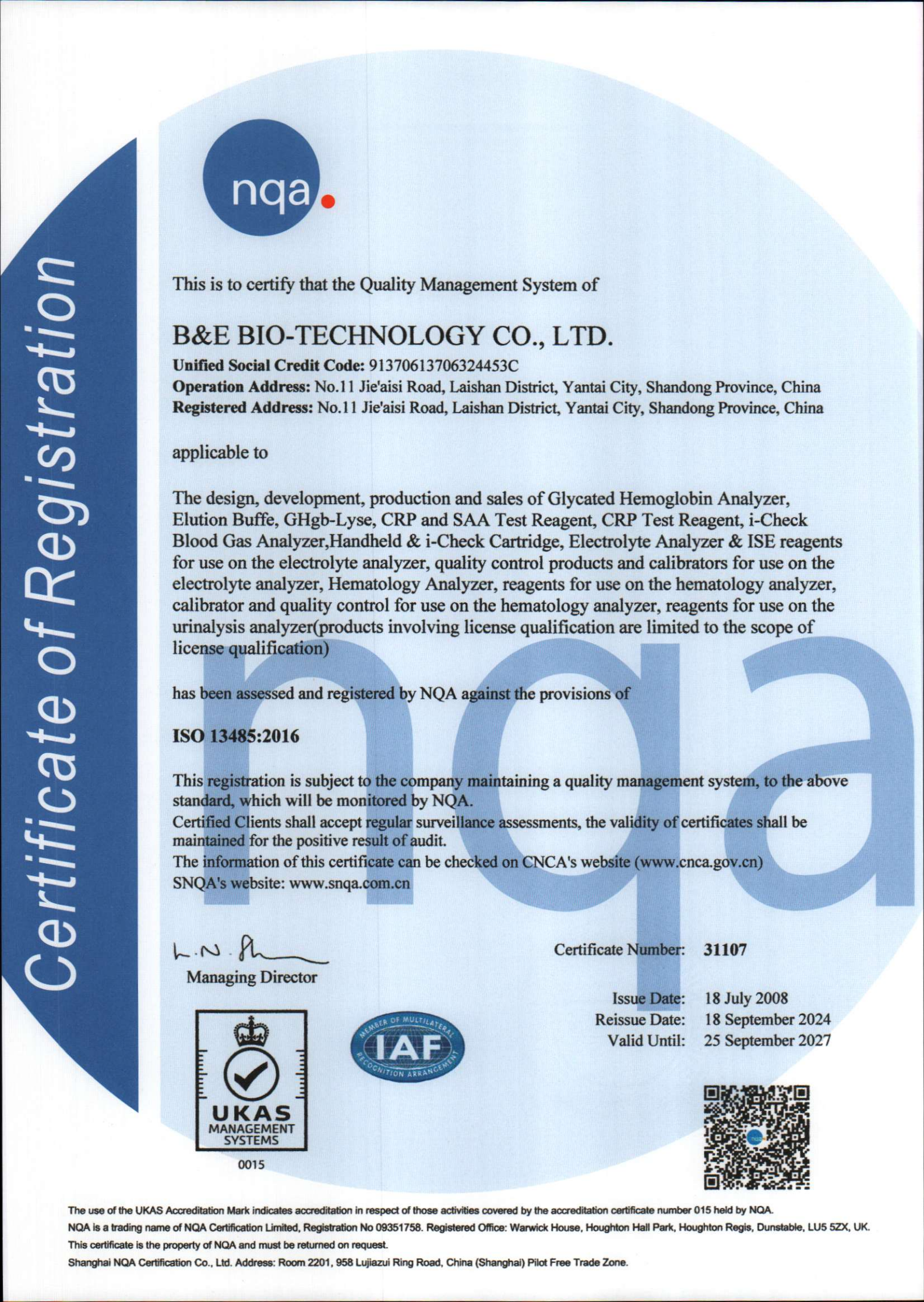 ISO13485-国际质量体系认证（英文）